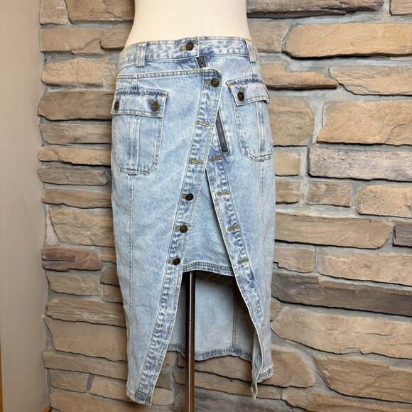Hunter & Brown Women’s Denim Skirt XL Button Front Cargo Pockets - Picture 2 of 14